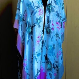 Delicate Floral Kimono Beach Cover-Up OS